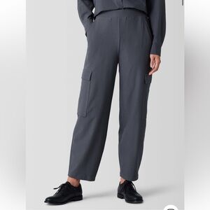 Stretch crepe cargo pant elevated quiet luxury made in the USA
